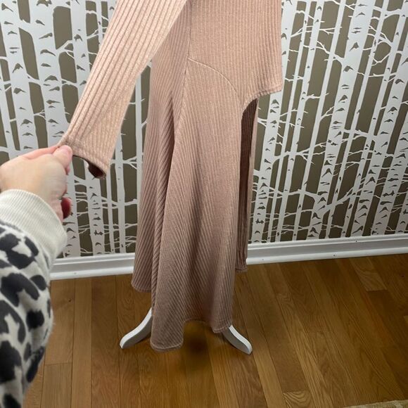 Camisa Nude Ribbed Knit Extreme Hi-Low Hem Hooded Sweater sz XL - Picture 7 of 12